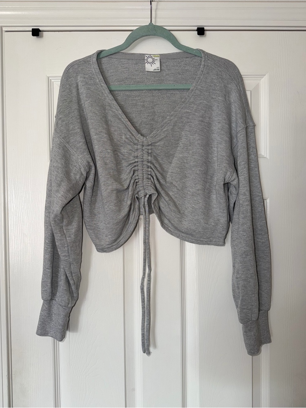 Aerie Offline Towel Terry Cinched Crop Sweatshirt